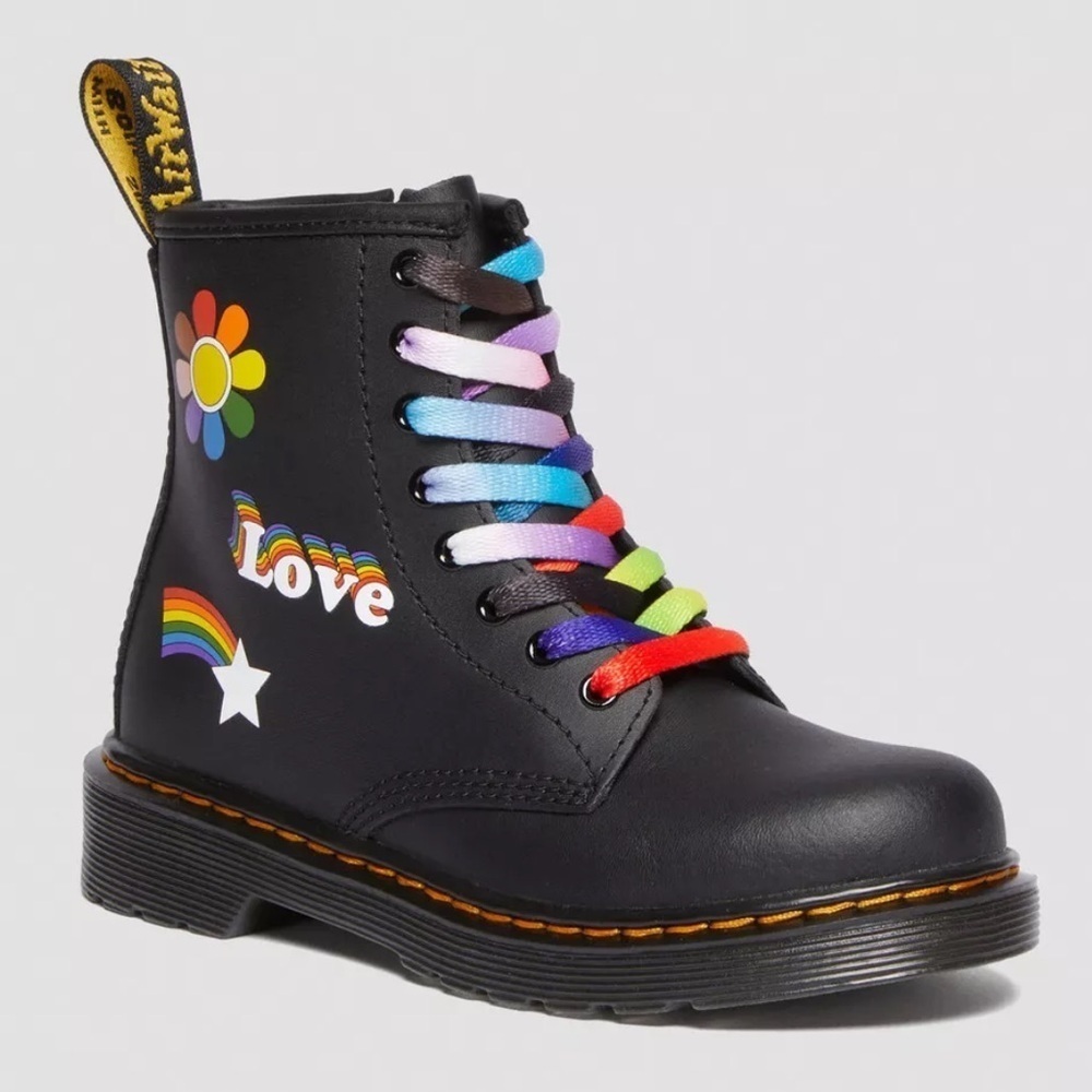 New Dr Martens 1460 Retro Rainbow Combat Boot Pride Black Multicolor Sz 5